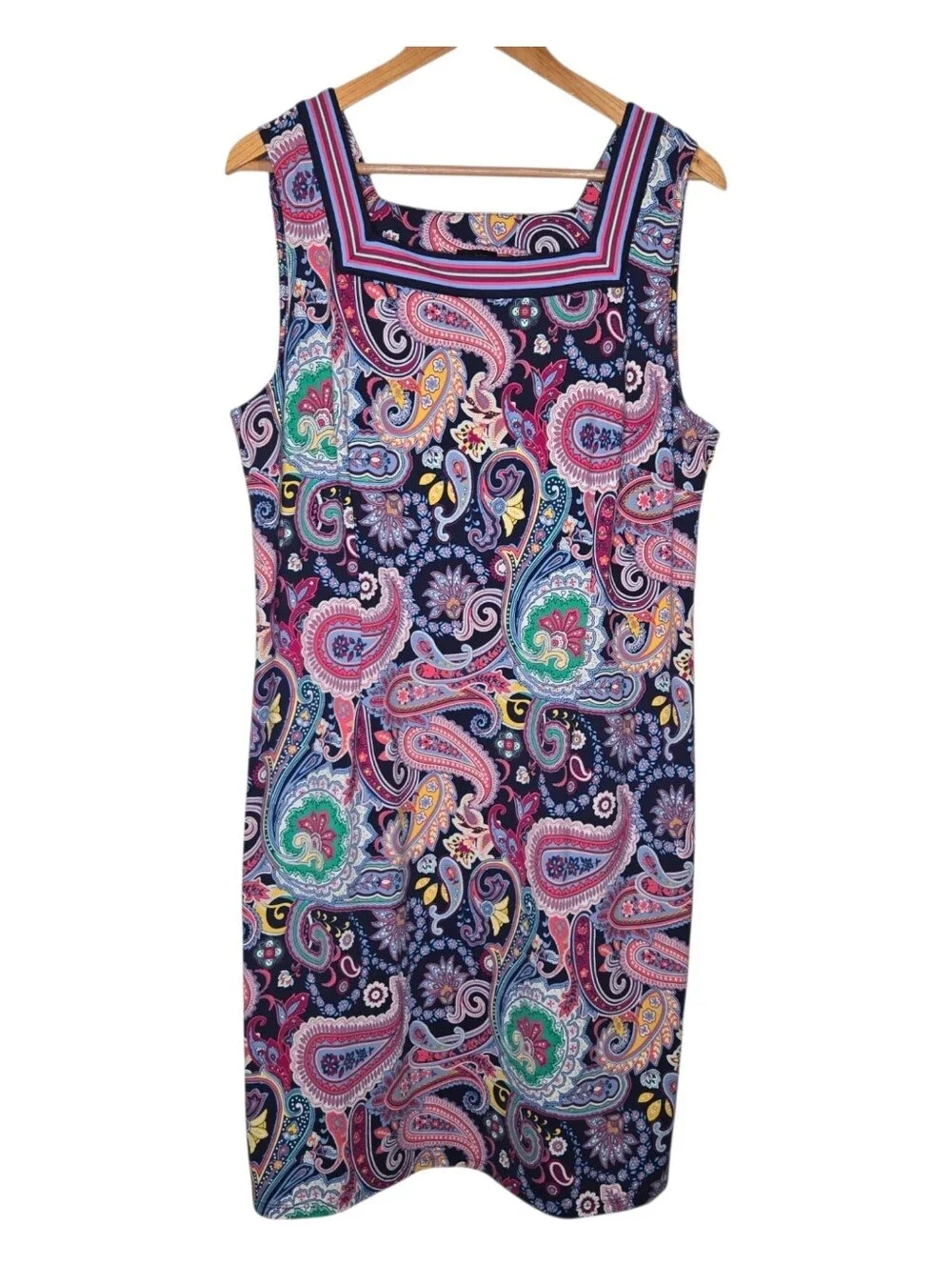 Talbots Womens Intricate Paisley Print Effortless Jersey Shift Dress XL
